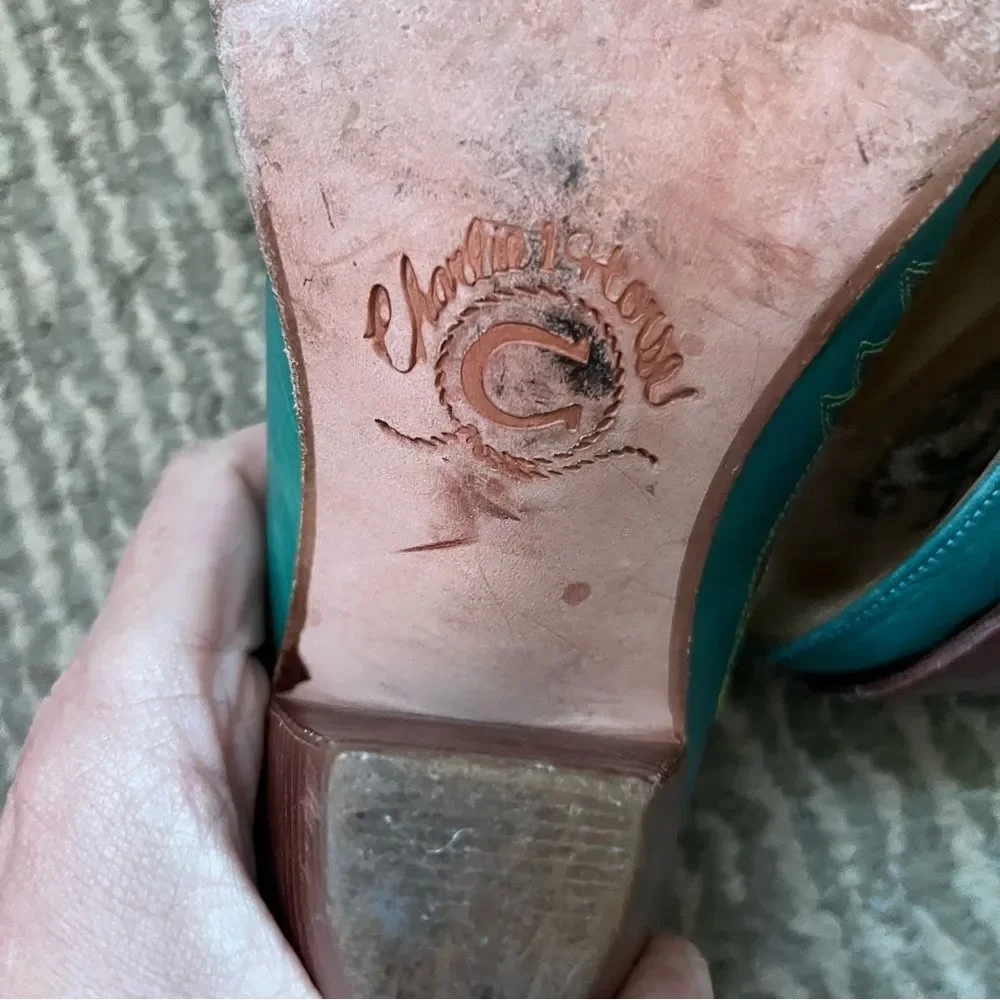 Charlie 1 Horse Teal slip on mules size 6B - Picture 7 of 10